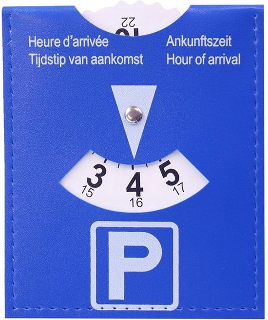Parkeerschijf Blauw – Officieel Europees Model – Tijdstip van Aankomst – Geschikt voor NL/BE/DE/FR – Duurzaam Kunststof