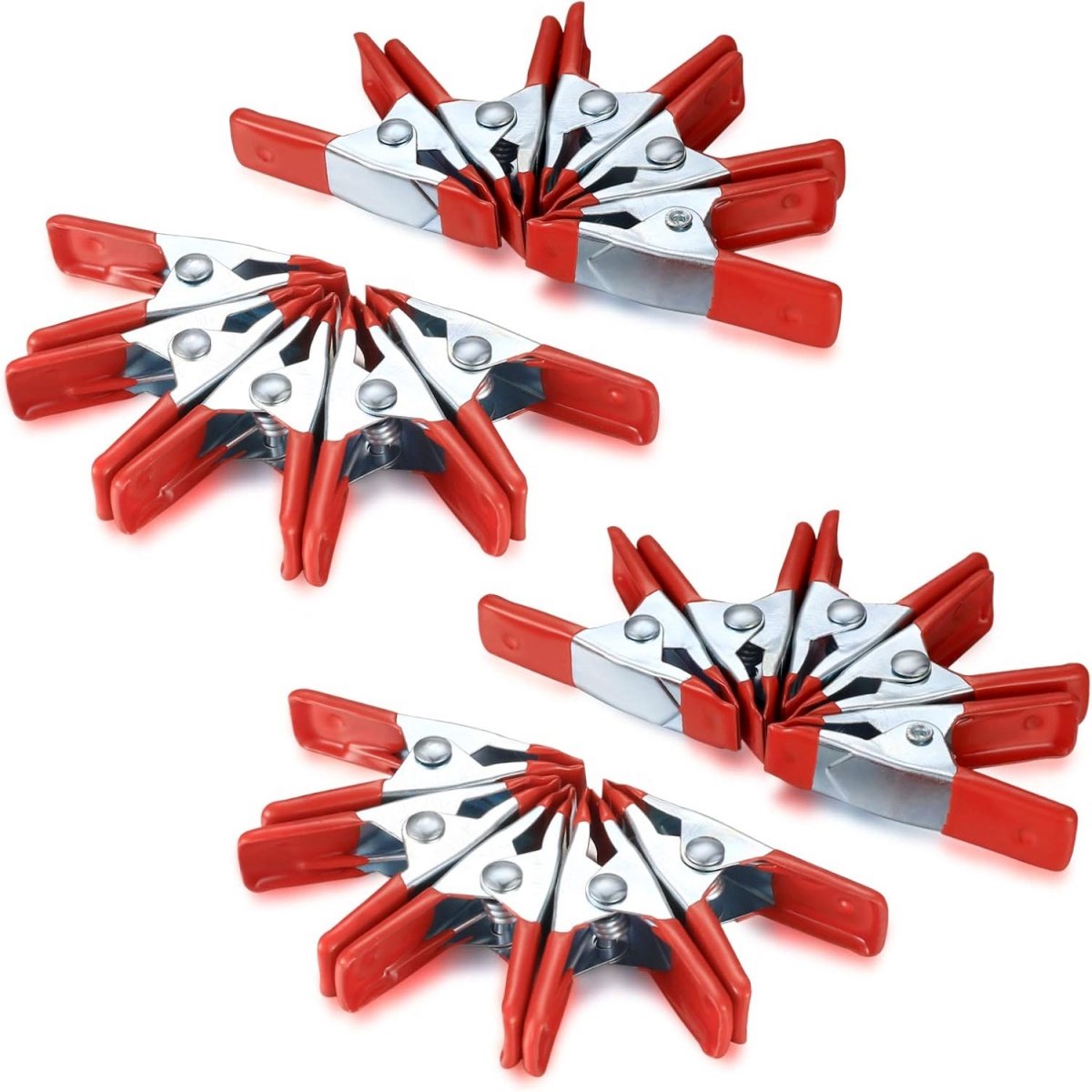 EXCITAT Veerklemmen - Houtbewerkingsklemmen - Metalen veerklemmen - Rubberen puntgreephouder - Geschikt voor zeildoek, kamperen, houtbewerking, modelbouwgereedschap - 20 stuks - 2 inch - Rood
