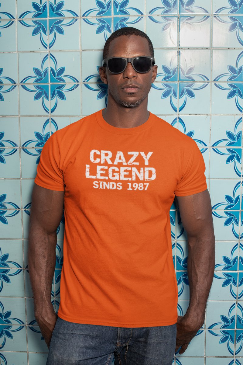 1987 Jaar Oranje T-shirt Heren - Maat S - Legend - Verjaardag Cadeau Mannen - Limited Edition