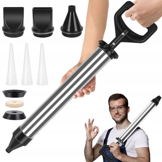 Machine à jointoyer le Ciment - Pistolet à jointoyer en acier inoxydable - Équipé de 6 buses - Pompe à mortier - Forte aspiration - Convient pour le jointoiement de carreaux de sol, de mortier ordinaire, de résine époxy, etc.