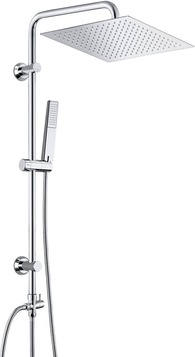 Ibenzoa® Complete roestvrijstalen doucheset met regendouchekop zonder armatuur en chroom afwerking