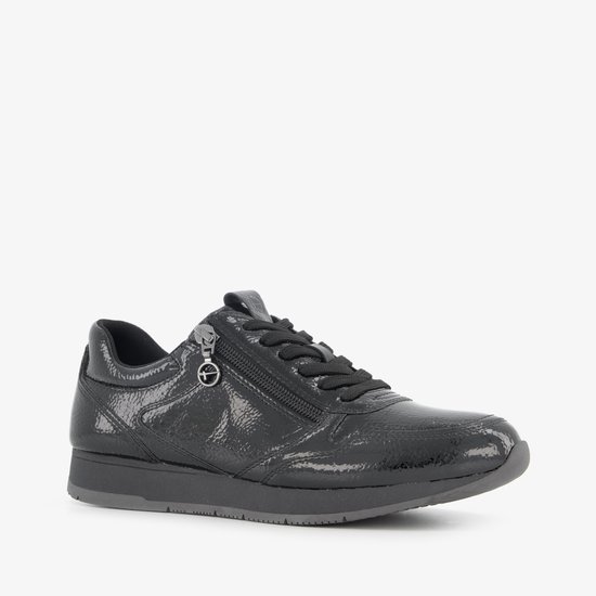 Baskets femme Tamaris en cuir verni noir - Pointure 37