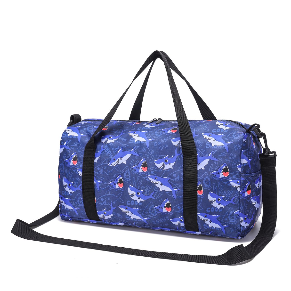 Haaien Reistas Kind | Haaien Sporttas Kind | Haaien Weekendtas | Handbagage Kind Vliegtuig | 25 Liter | Sporttas Jongens | Weekendtas met Haaien | Blauwe Kindertas Peuter | Tas voor Logeren of Vakantie | 23x25x45 cm