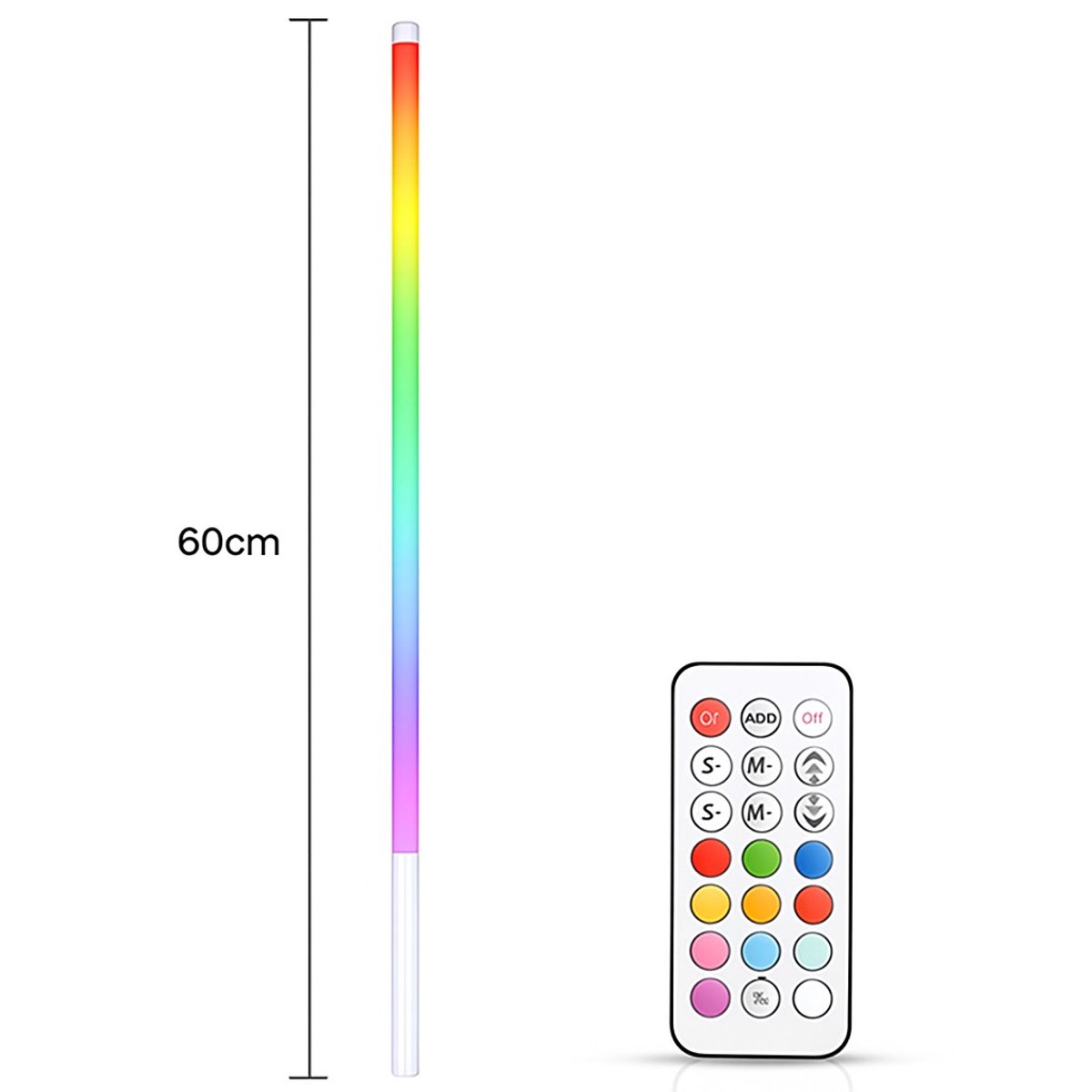 Gekleurde Lichtstaaf Draadloos - RGB Gekleurde verlichting - 60 cm - met Afstandsbediening - Oplaadbaar