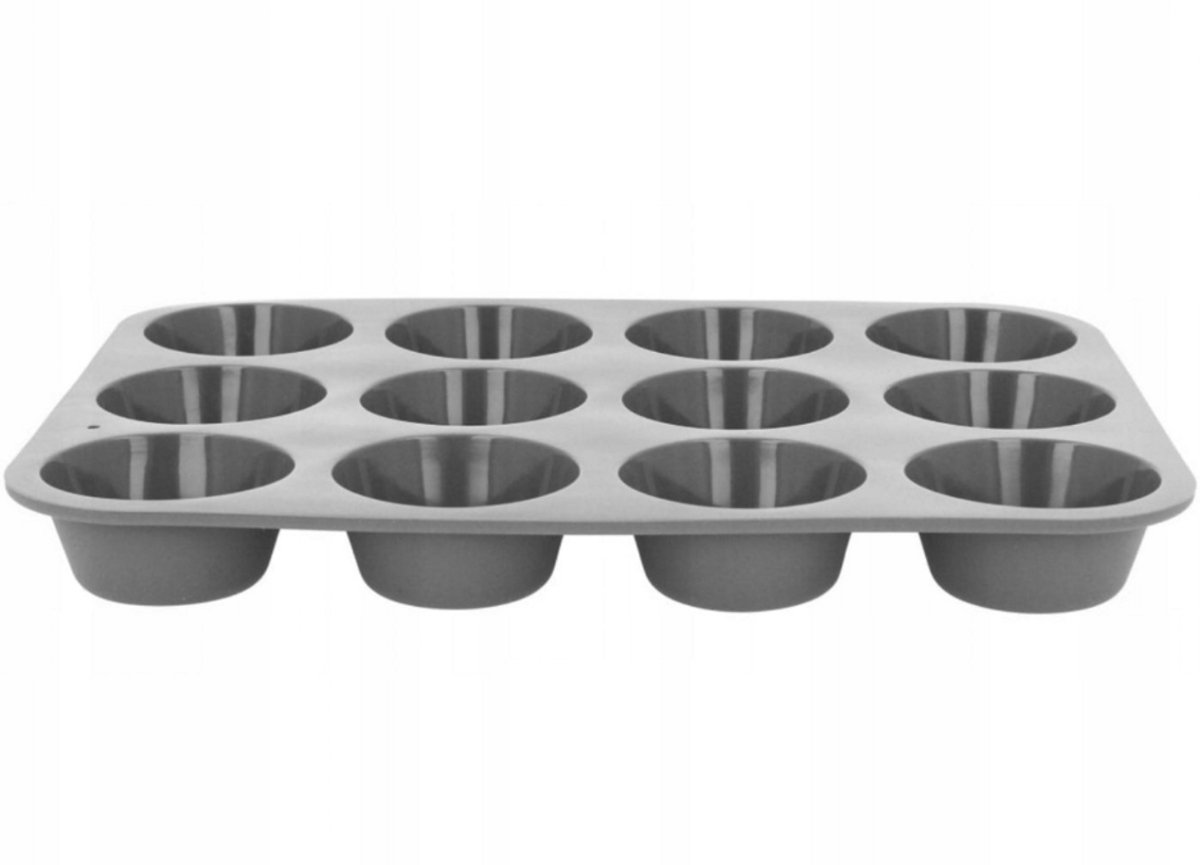 Brunbeste Muffinvorm Siliconen – 12 Vaks – 2 Stuks – Grijs – BPA-vrij – Oven & Vriezer