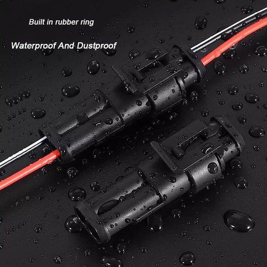 5 Sets Connecteurs Électriques Étanches 2 Pin 16 AWG - Prise Voiture Imperméable
