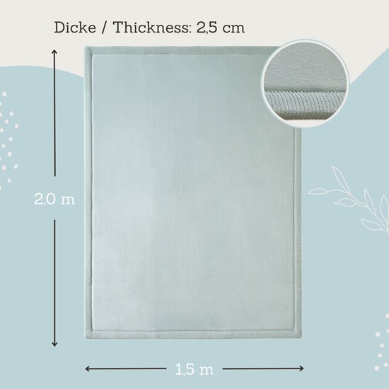 Hakuna Matte Wolkzachte Fluwelen Mat Speelmat baby 200 x 150 x 2,5 cm, Groen - Kindertapijt met hoogwaardig traagschuim - Baby speelkleed met antislipbasis - Babykruipmat, kinderkamertapijt