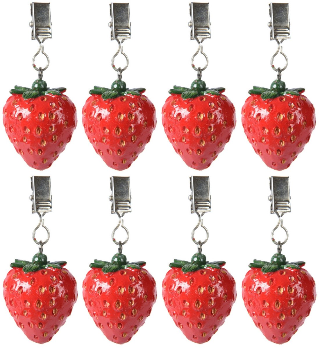 Decoris tafelkleedgewichtjes/hangers - 16x - aardbei - kunststeen - rood