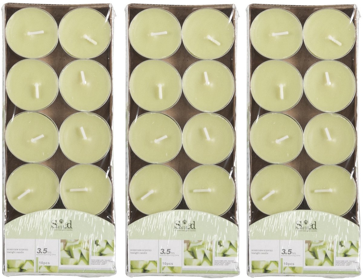 arti casa Geurtheelichtjes - 30x stuks - meloen - lichtgroen - was - 3,5 uur