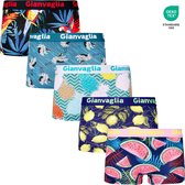 GIANVAGLIA® 5-Pack Dames Onderbroek Katoen - Boxershorts - Zacht Katoen - Tropical Printjes - Maat L 8872