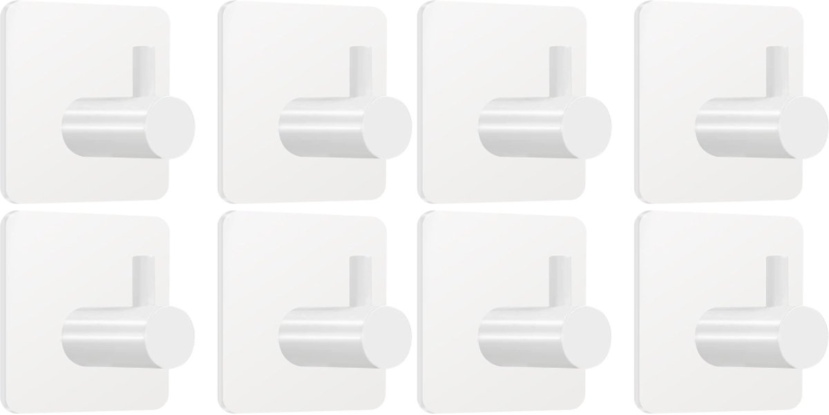 OUYLAF zelfklevende haakjes - Handdoekhaakjes - Haken - haakjes - Wandhaak - Plakhaakjes - Geen Boren Nodig - Muurhaak - Kledinghaak - Zelfklevend en Waterdicht - Set van 8 - Wit