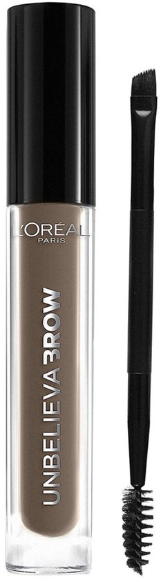 L'Oréal Unbelieva Brow wenkbrauwgel met dual-ended applicator in taupe tint.