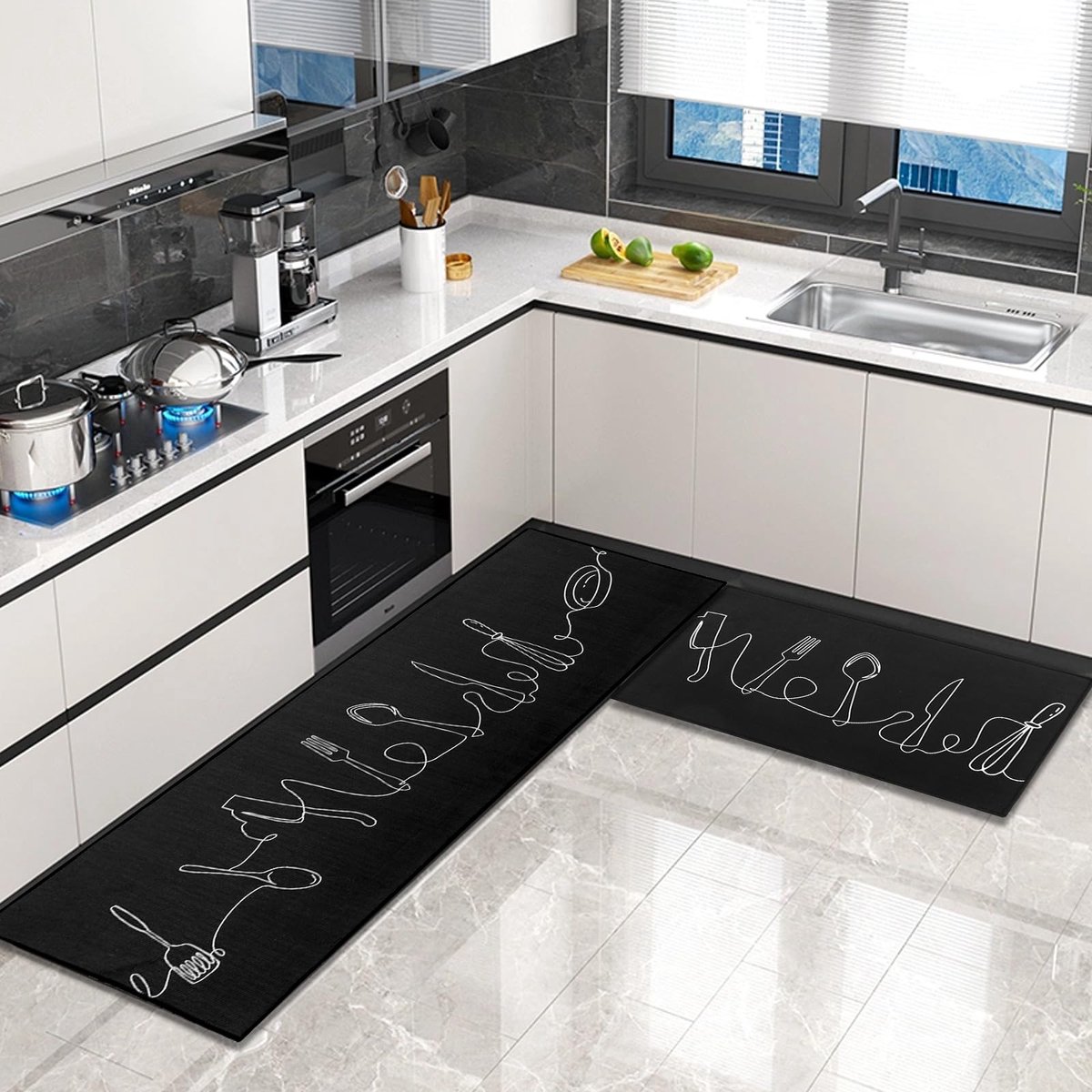 Ibenzoa® Keukentapijten set van 2 stuks met antislip en wasbaar ontwerp voor diverse ruimtes