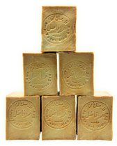 GREEN FADEL Aleppo Zeep Original 6 x 200g (Genuine) Aleppo Zeep 100% Olijfolie, Olijfoliezeep, Kernzeep, Aleppo Soap, Natuurlijke Zeep, Handgemaakt, Vegan