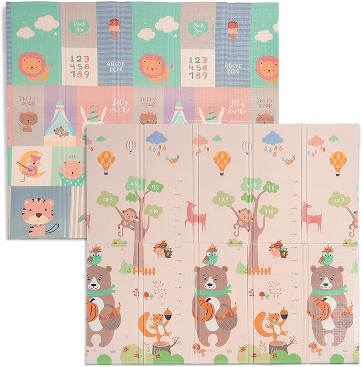 K IKIDO Baby Speelmat - Vouwbare Kinderen Kruipmat - Antislip en Waterafstotend - XL Foam Vloermat, Dubbelzijdige Speelkleed - Draagbaar Voor Binnen of Buiten - 2 CM Dik - 180 x 200 CM