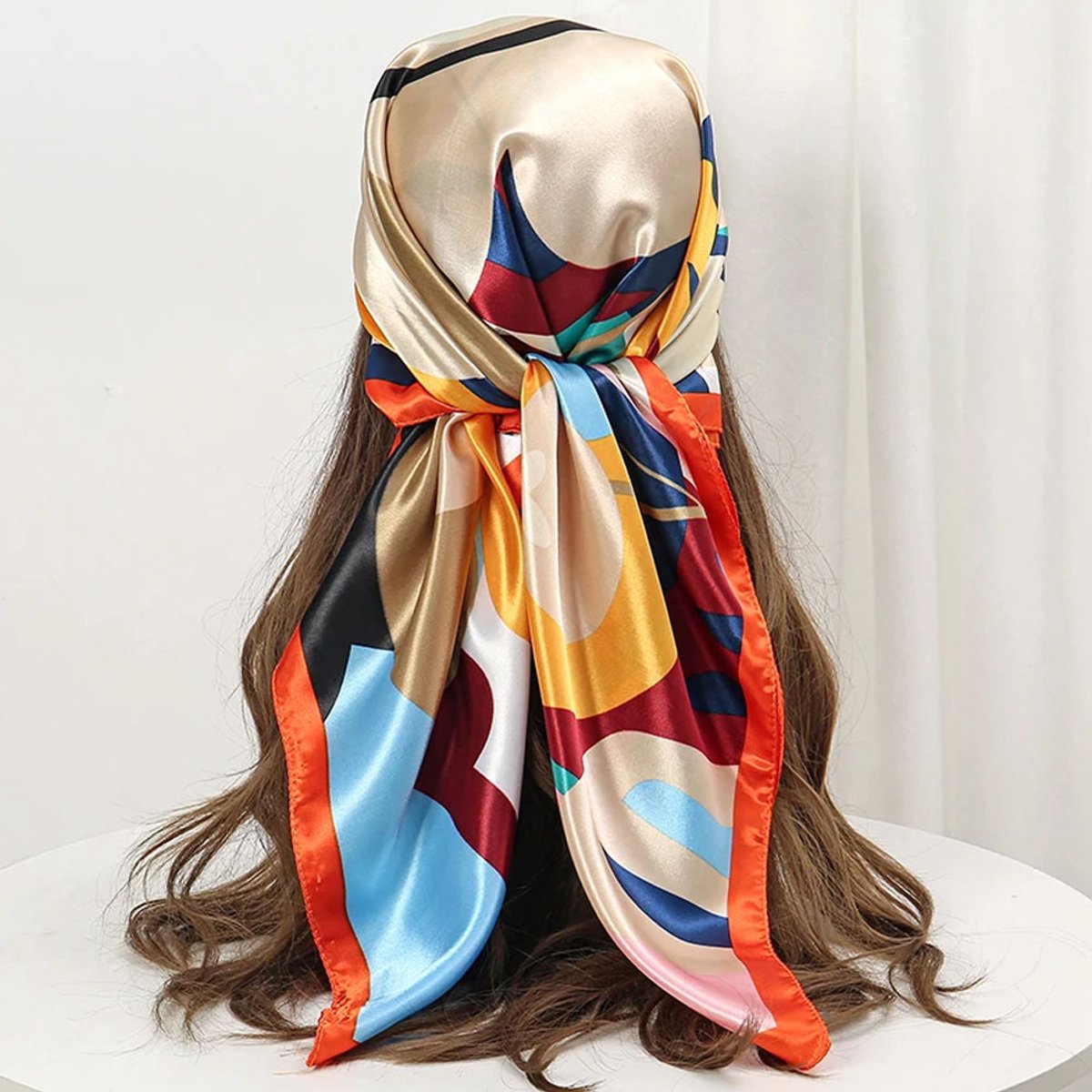 1PC vierkante sjaal print satijnen haarband halsdoek hijab