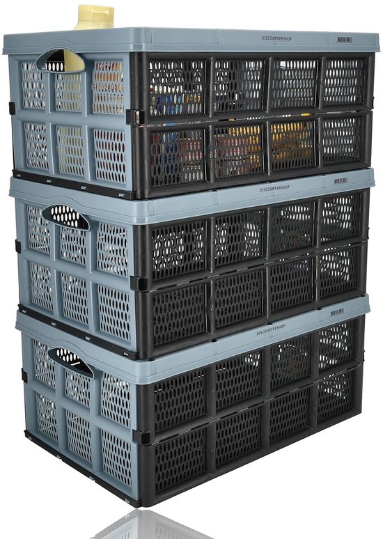 Vouwkrat 32L – set van 3 – zwart blauw