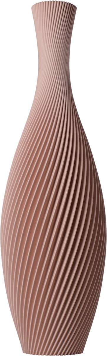 Slimprint Vaas FLORA, Bloesem Roze, D18,4 x H60 cm, Hoge Spiraal Vaas met Elegant Gestreept Design voor Pampas Pluimen, Gemaakt van Gerecycled Biokunststof van Fruitverpakkingen