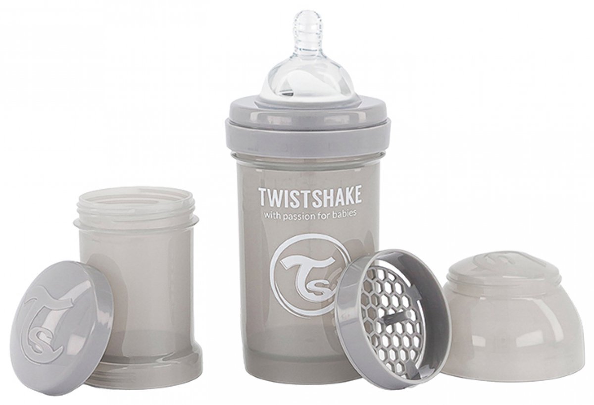 Twistshake Babyfles Antikoliek 180 Ml - Pastel Grijs