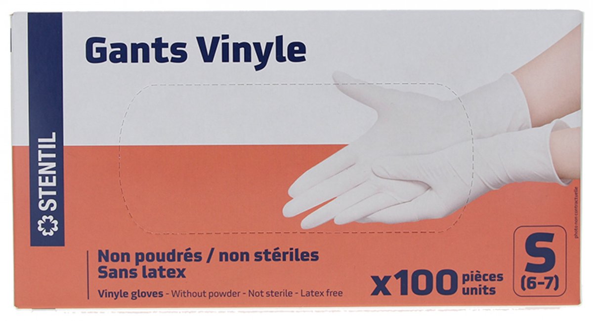 Stentil 100 Powder-Free / Non-Sterile / Latex-Free Vinyl Onderzoekshandschoenen (Maat : S)