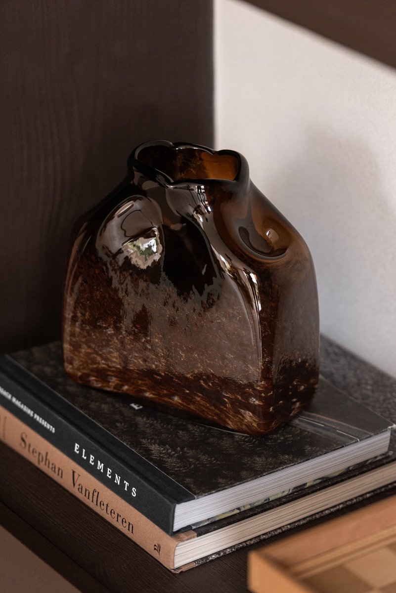 J-Line vaas Rechthoek - glas - donkerbruin - small