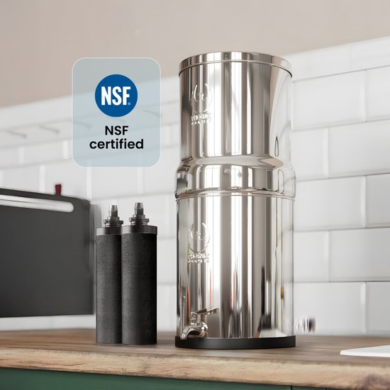Phoenix Gravity Waterfilter 8 Liter — RVS zwaartekrachtfilter met RVS onderstel