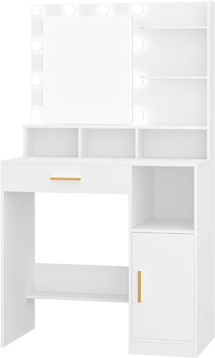 DailySupplies® Make Up Tafel met Spiegel - Kaptafel voor Meisjes - Hollywood Spiegel met Verlichting Wit