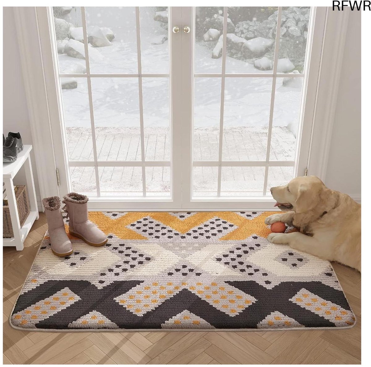 RFWR Antislip Deurmat 50 x 80 cm - Machinewasbare Vloerkleed voor Binnen en Buiten Zwartbruin