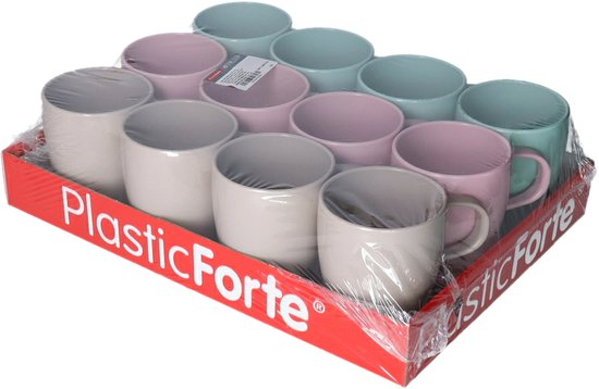 Plasticforte 12x Gekleurde drinkbekers/mokken - kunststof - 300 ml - onbreekbaar - Limonade bekers van Plasticforte — afbeelding 4