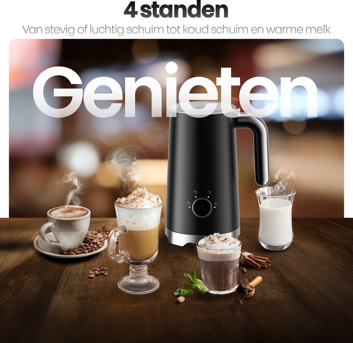 Phreeze F01 Elektrische Melkopschuimer - 300 ML - 4-in-1 Warm & Koud - Melk Opschuimer - Melkklopper voor Cappuccino, Latte & Chocolademelk — cadeau in Kookcadeaus - foto 7