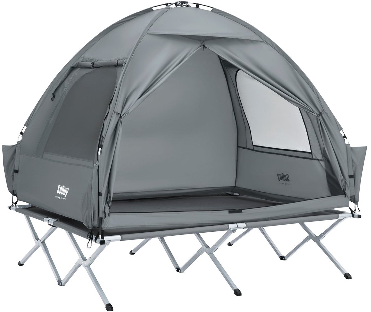 SoBuy OGS32-II-L-HG Camping Tent voor 2 personen - Grijs 193 x 145 x 185 cm