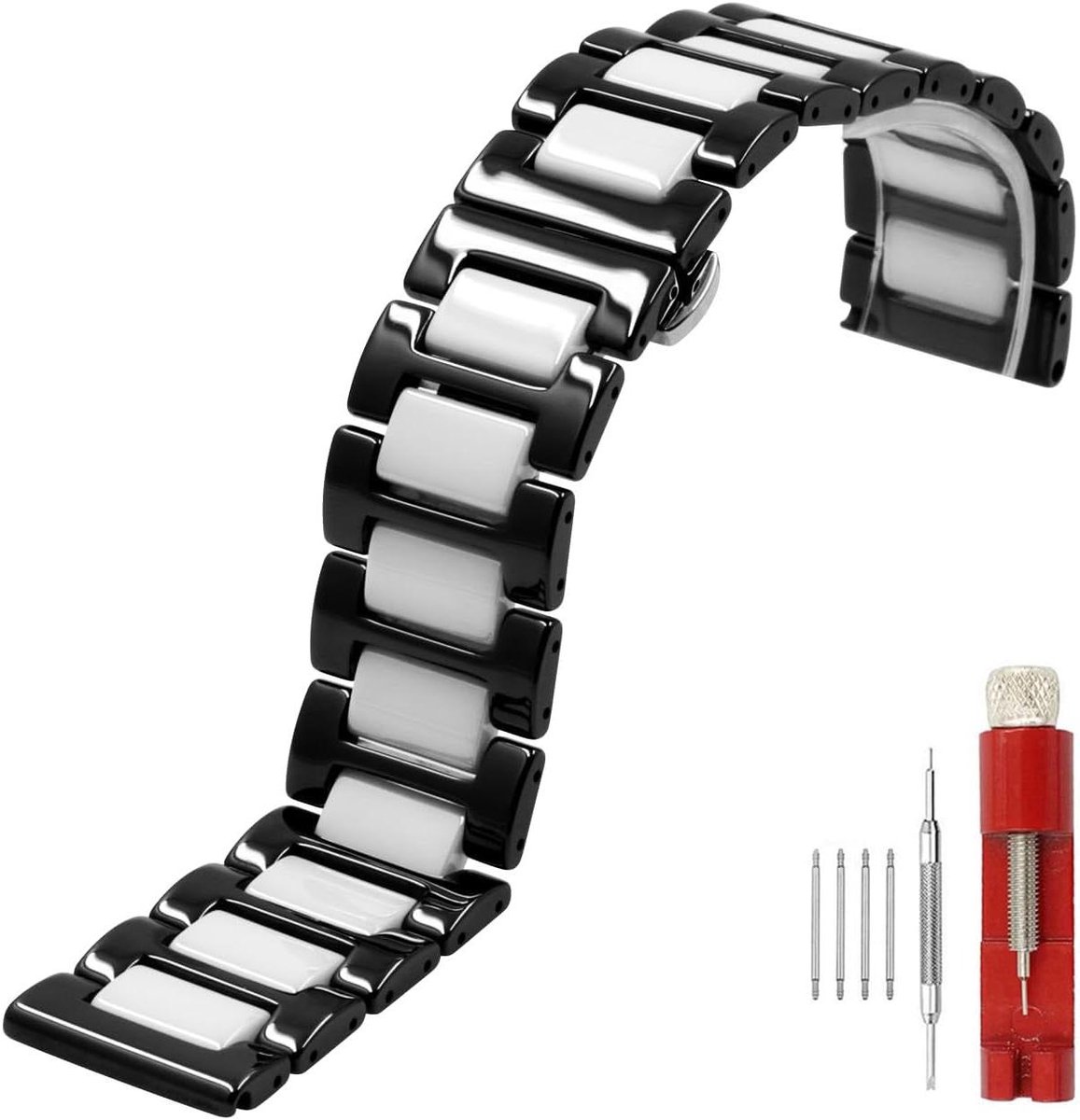 Allecto Premium - Keramische Horlogeband 20 mm 22 mm met Vlindersluiting - Reserveband voor Mannen en Vrouwen, Geen Edelsteen - Snelspanner