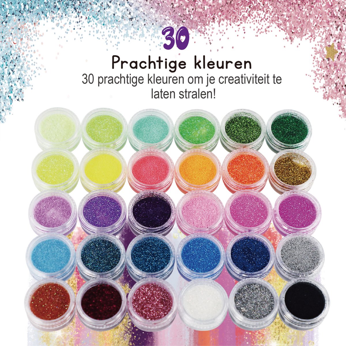 Craftiverse - Glitter Tattoo Set Compleet - 212 Sjablonen - 30 kleuren - Biologisch Afbreekbare Glitters - Schmink Sjablonen - Knutselpakket - Knutselen voor Kinderen - Huidlijm Voor Glitters - Kinderen - Jongens en Meisjes - Inclusief Handleiding — afbeelding 2