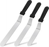 Allecto Premium - Glazuurspatel set van 3 schuine taartspatels voor decoreren van taarten - RVS messen - Bakken & Glazuren - 15 cm 20 cm 25 cm