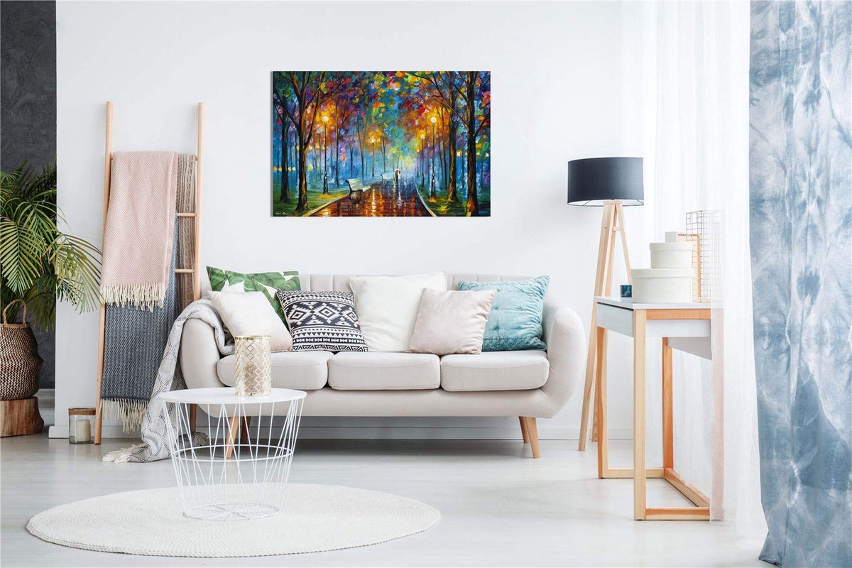 Ibenzoa® Abstract Olieverfschilderij op Canvas voor Woonkamer Decoratie - Mistige Sfeer 91x61 cm