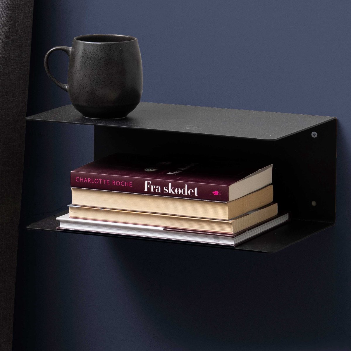 Actona Bendt Wandplank 'Nonny' met dubbele plank, 35cm, kleur Zwart