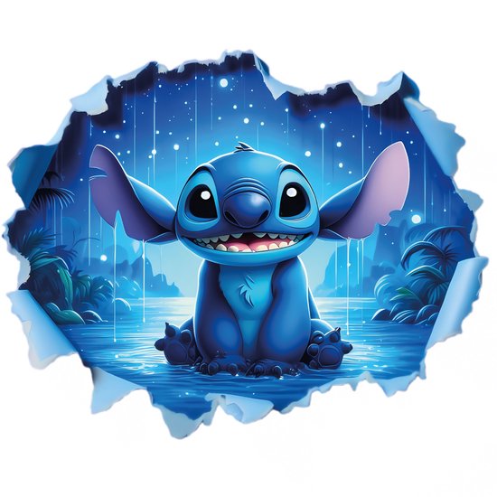Stitch Sticker 3D Gat – 20x15 cm