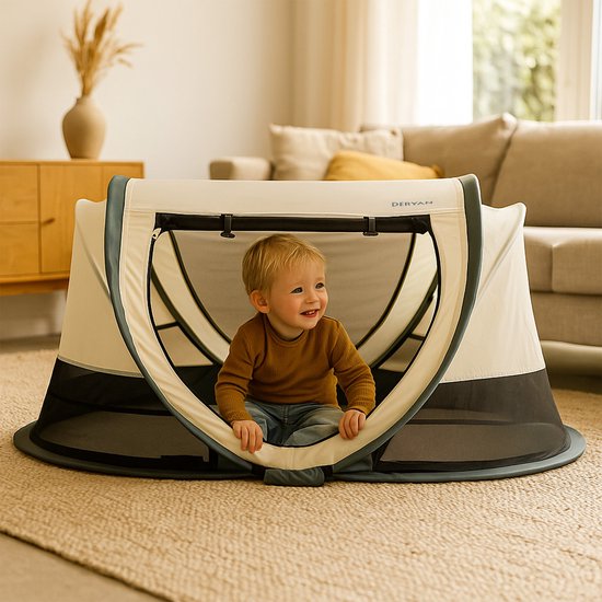 Deryan Scott Campingbedje - Baby tent - Anti-UV 50+ - Peuterbed - Cream van Deryan — afbeelding 4