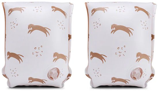 Swim Essentials - Zwembandjes luipaardprint - Zwemvleugels - 0-15 kg - 0-2 jaar - PVC - Wit/bruin