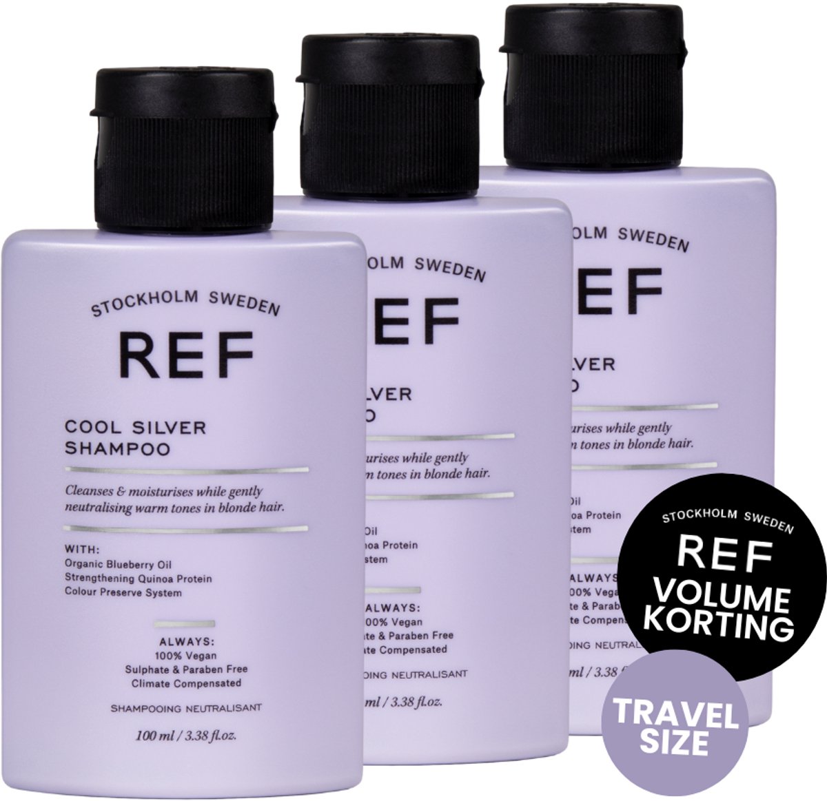 REF COOL SILVER SHAMPOO 3X 100ML TRAVELSIZE VOORDEEL