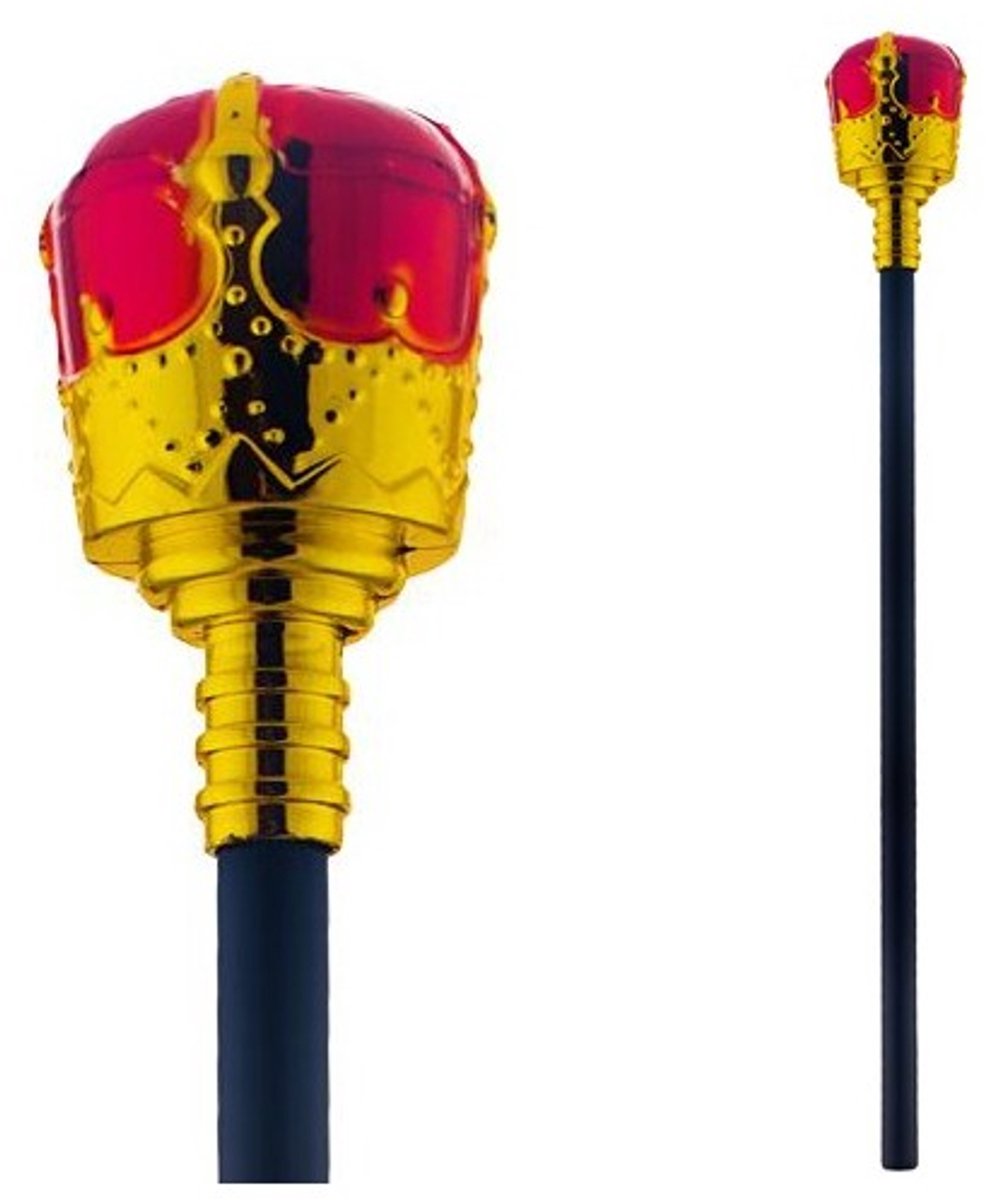 Scepter koning 48 cm - goud met rode kop