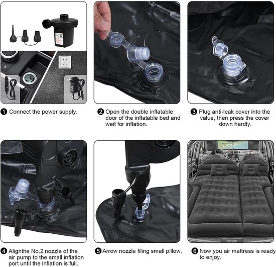 RFWR® Opblaasbaar autoluchtbed voor SUV, comfortabele slaapmatras met luchtpomp voor onderweg, ideaal voor camping en roadtrips — afbeelding 4
