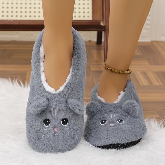 Kat Slip-on Pantoffels - Grijs