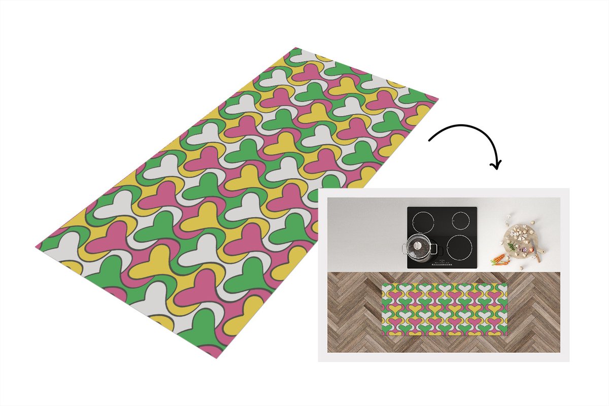 KitchenYeah Keukenloper 120x50 cm - Keukenmat vinyl Hart - Retro - Patronen - Keukenmatten loper - Keuken vloerkleed tapijt