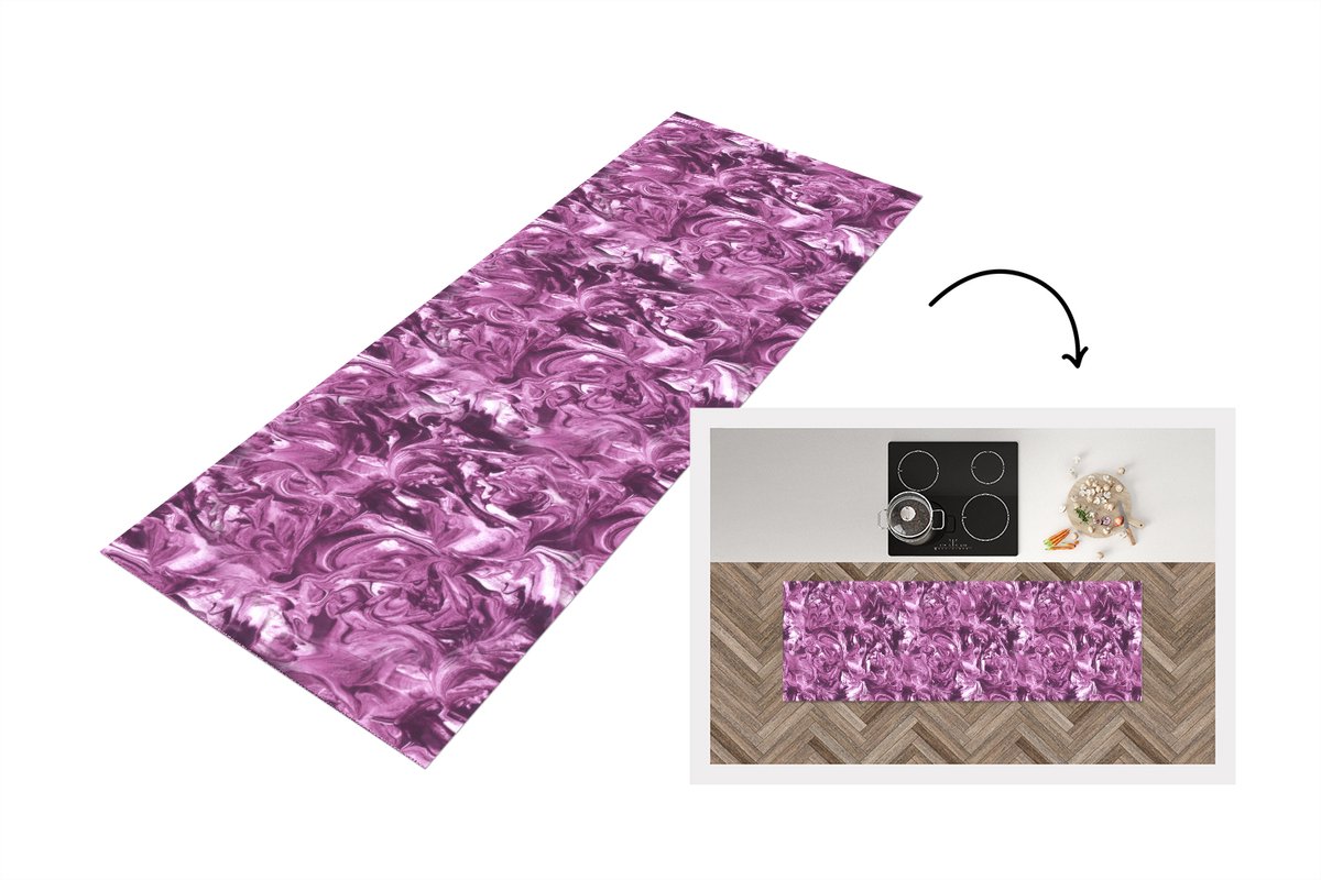 KitchenYeah Keukenloper 150x50 cm - Keukenmat vinyl Marmer - Verf - Structuur - Patronen - Keukenmatten loper - Keuken vloerkleed tapijt