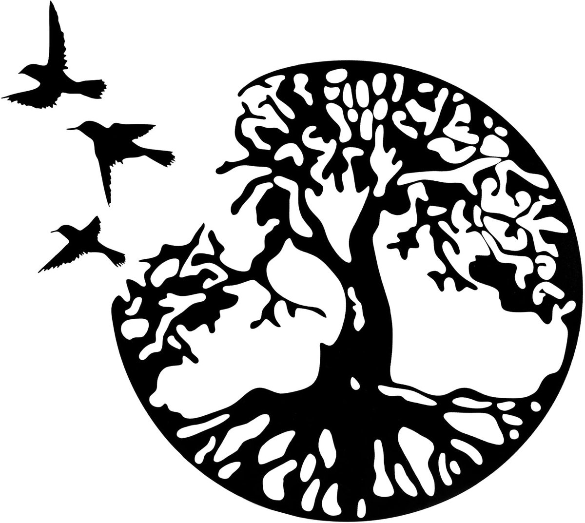 Ibenzoa® Boom van het leven metalen wanddecoratie met vogels voor stijlvolle interieurinrichting