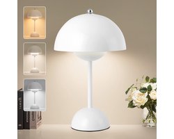 ibettertec-LED Nachtkamerlamp - Nachttafellamp Paddenstoel - Dimbare tafellamp met E27-lamp - Dimbare verlichting - Schrijftafellamp met lampenkap - 3000K/4500K/6000K 3-kleuren dimbaar licht - voor thuis, kantoor, slaapkamer, werkkamer