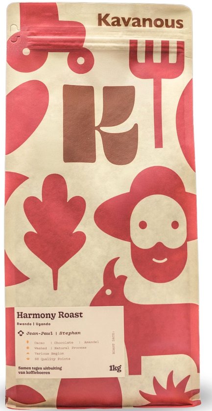 Kavanous Harmony Roast – Espresso Koffiebonen – 1000g – Specialty Coffee – 83 SCA punten – Duurzaam geteeld – Eerlijk verhandeld