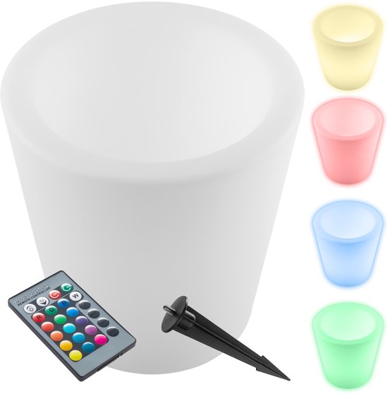 tectake® LED Flessenkoeler - Wijnkoeler - Champagnekoeler - IJsemmer – 16 RGB Kleuren en 5 Lichtmodi - Ook te gebruiken als Bloempot - Weerbestendig - Inclusief Lichtbron en Afstandsbediening - Tuindecoratie - Feestverlichting