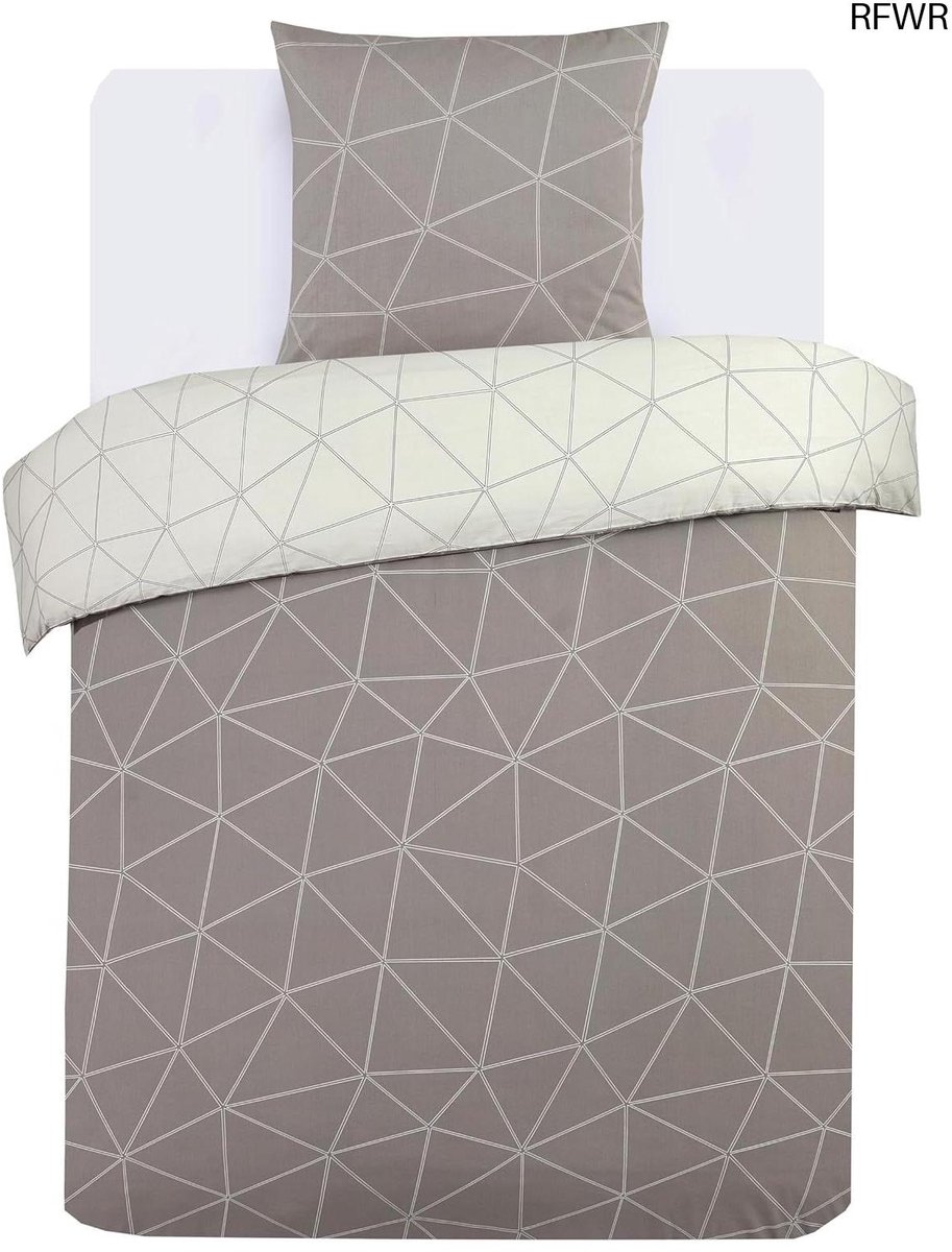 RFWR Omkeerbaar Beddengoed Beige - Dekbedovertrekset 140 x 200 cm met Kussensloop - 100% Katoen